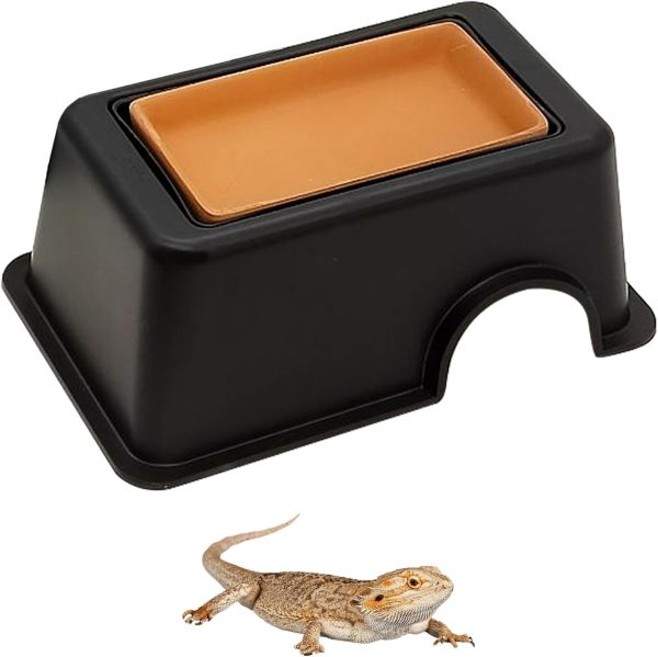 Tfwadmx Reptile Hide Box, Gecko Hideout and Cave with Water Supply for Lizards Snakes Leopard Gecko Spiders Frog