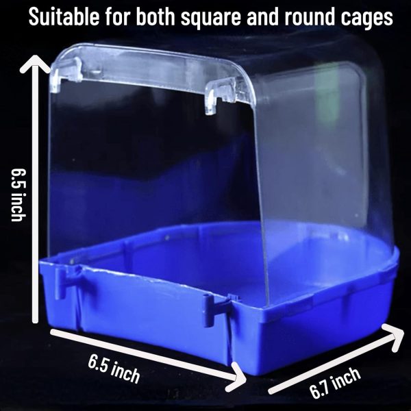 Bird Bath Cage, Cleaning Pet Supplies Bird Bathtub with Hanging Hooks Come with Free Water Injector for Parrots Spacious Parakeets Portable Shower for Most Birdcage Random Color (M) - Image 2