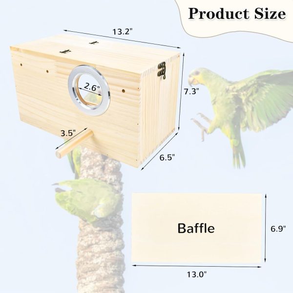 Parakeet Nesting Box Cockatiel Nesting Natural Pine Bird Nest Bird Breeding Box House Acrylic Transparent Bird Box with Detachable Wooden Board for Lovebirds Cockatiel Budgie Conure Parrot XL - Image 4