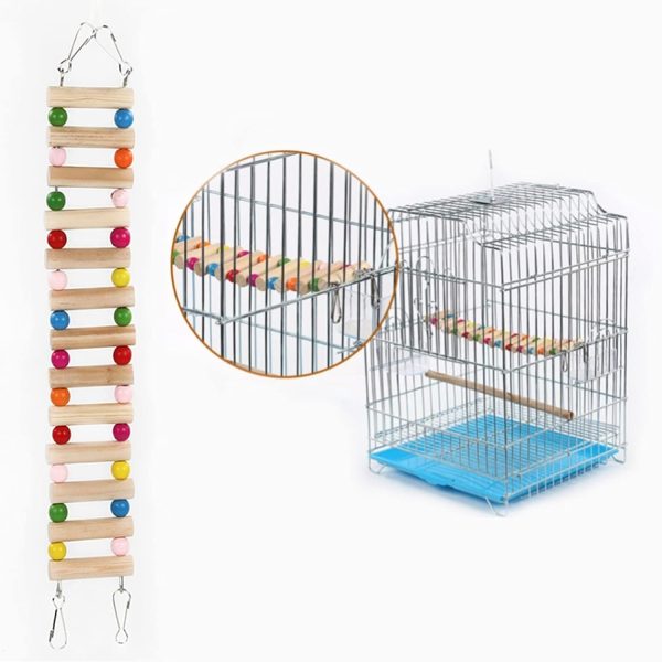 Hamiledyi Hamster Hanging Toy, 3 Piece Wooden Small Animal Ladder Hammock Swing Set Toys for Bird Mice Hamster - Image 7