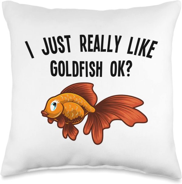 Cute Design for Men Women Goldfish Aquarium Lovers Throw Pillow, 16x16, Multicolor