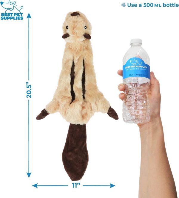 Best Pet Supplies 2-in-1 Stuffless Squeaky Dog Toys with Soft, Durable Fabric for Small, Medium, and Large Pets, No Stuffing for Indoor Play, Holds a Plastic Bottle - Squirrel, Medium - Image 6