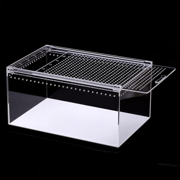 NANEEZOO Magnetic Acrylic Large Enclosure 2.5 Gallon, 12 x 8 x 6 Inch Reptile Breeding Box Terrarium Cage for Insect Tarantulas Amphibians Caterpillars Snail Clear Acrylic Reptile Feeding Box - Image 2