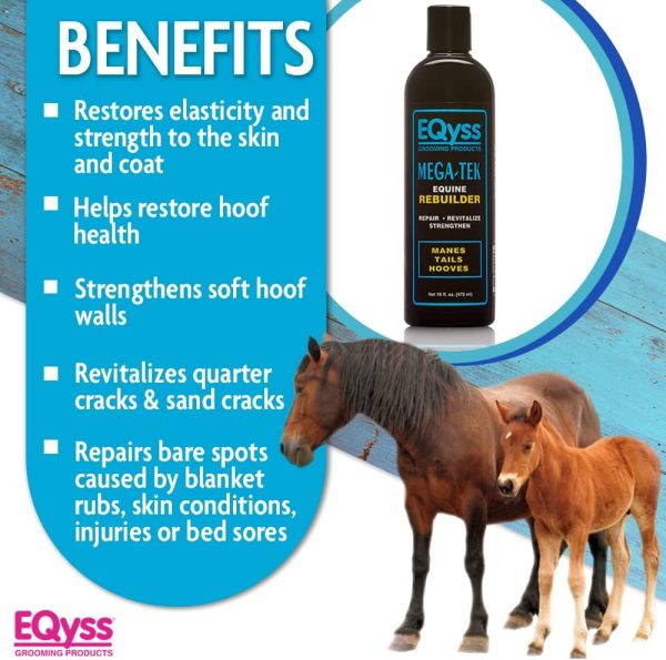 EQyss Mega-Tek Equine Horse Rebuilder - Repair & Strengthen Dry Hooves, Manes, Tails - Reduce Hair Breakage, Condition Blanket Rubs, Bed Sores (16 oz) - Image 3