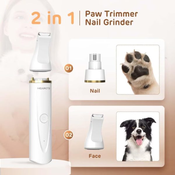 Dog Hair Clippers for Grooming Kit and Dog Paw Trimmer for Grooming, Low Noise Rechargeable Cordless, Shaver Grooming Supplies for Pet Cats Dogs (Black, White) - Image 7