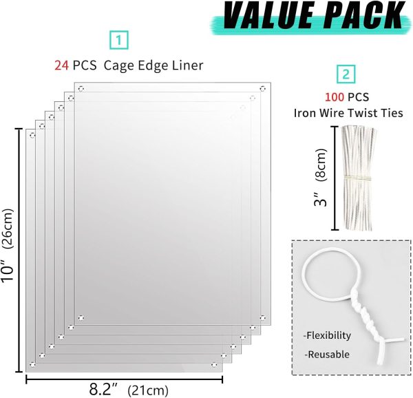 Oncpcare 24 Pack Pet Plastic Cage Liner Protection Rabbit Cage Urine Guard Clear Cage Edge Liner Guinea Pig Side Lining Small Animal Cage Accessories - Keep Litter in The Cage, 10'' x 8.2'' - Image 2