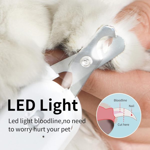 PAKEWAY Pet Nail Clipper with LED & -U-V Light, Cat Claw Trimmer with Ultra Bright LED Light for Nail Bloodline to Avoid Over Cutting, Sharp Angled Blade Grooming Tool for Dog Cat Rabbit Small Animals - Image 2