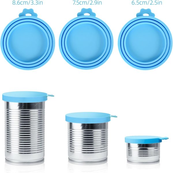 3 Pack Pet Food Can Covers Universal Can Lids Safe/Silicone Dog&Cat Food Can Lid Covers (green+blue+orange) - Image 3