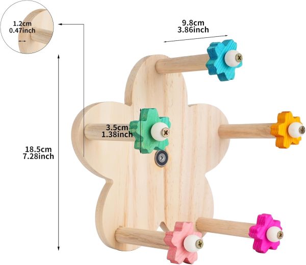 Wooden Parrots Ferris Wheel Toy with Perches, Bird Toy Rotating Perch Toy, Hanging Bird Stand Cage Accessories for Parakeet Parrot, Cockatiel, Budgerigar,Conure, Lovebirds - Image 7