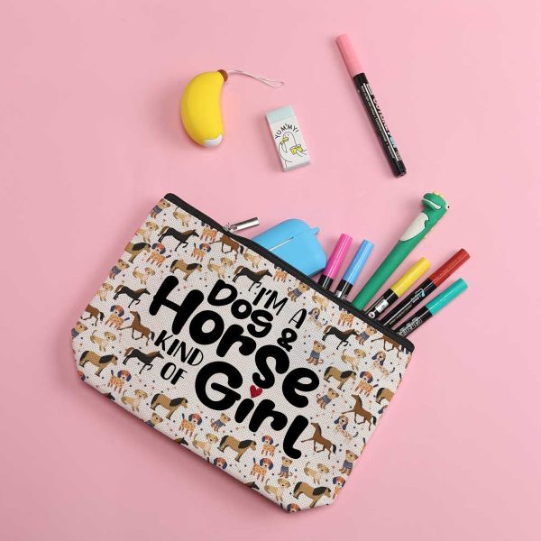 ZHAMEN Horse Stuff Makeup Bag Dog Mom Gifts Makeup Pouch Horse Gifts Cowgirl Gifts for Women Gifts for Horse Lovers Dog Lover Gifts Birthday Christmas for Animal Lovers Cosmetic Travel Bag - Image 3