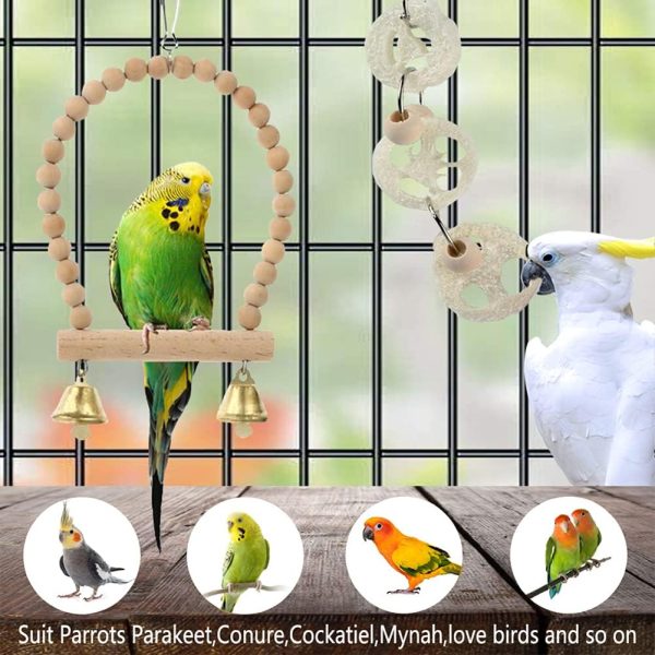 Parrot Toys Swing Hanging,18 Pieces Bird Cage Accessories Toy Perch Ladder Chewing Hammock for Parakeets,Cockatiels,Lovebirds,Conures,Budgie,Macaws,Lovebirds,Finches and Other Small Pets - Image 3