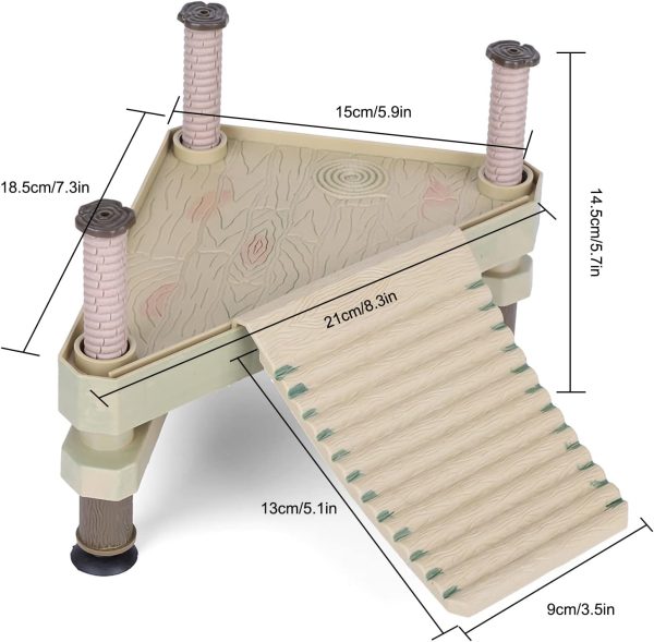 GOTOTOP Floating Turtle Pier Turtle Basking Reptile Terrapin Dock with Ramp Ladder, Basking Floating Amphibian for Aquarium Fish - Image 7