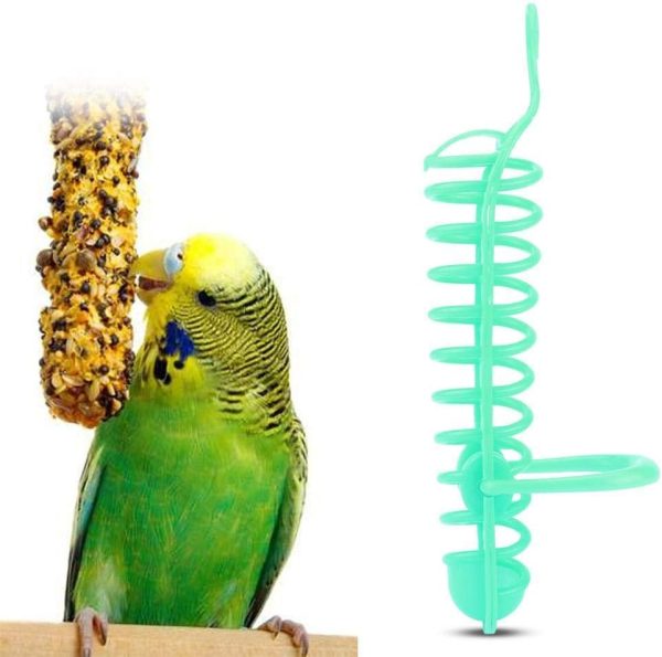 Fdit Parrots Feeder Basket Plastic Food Fruit Feeding Perch Stand Holder for Pet Bird Supplies Fruit Vegetable Millet Container(Green) - Image 3