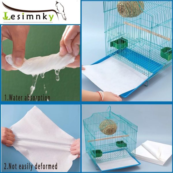 120 Pieces Bird Cage Liners-11'' X 17''Disposable Non-Woven Bird Cage Paper Liners Precut Absorbent Fecal Tray Cages Cushion Pad Mat Cuttable Pet Animal Cages Cushion for Parrot (White) - Image 5