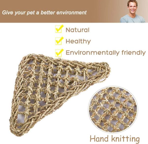 PIVBY Bearded Dragon Hammock Reptile Lounger Climbing Toys Seagrass Fiber Habitat Tank Accessories for Chameleon, Lizards, Geckos, Snakes, Lguana, Amphibian Reptiles Habitats (11.02" x 7.87" 2 PCS) - Image 7