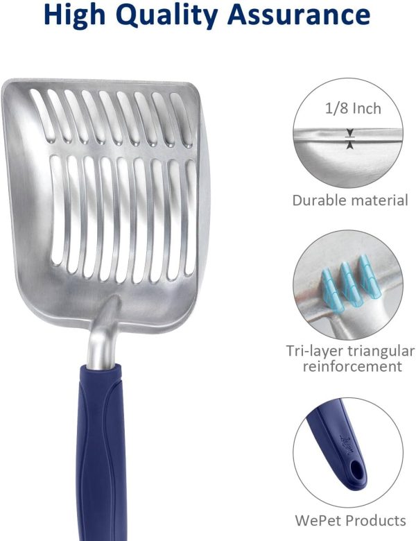 WePet Cat Litter Scoop, Aluminum Alloy Sifter, Kitty Metal Scooper, Deep Shovel, Long Handle, Poop Sifting, Kitten Pooper Lifter, Durable, Heavy Duty, for Litter Box - Image 4