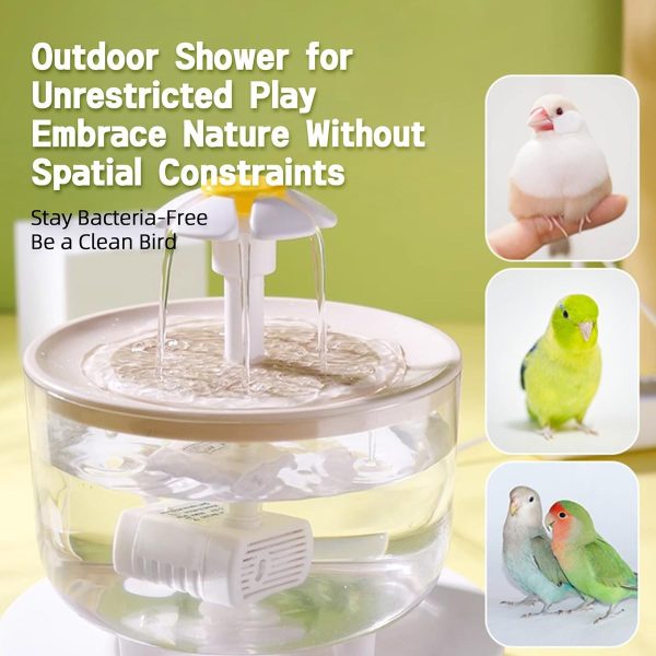 Bird Bath for Indoor Parrots - Circulating Filter Fountain Cage Birdbath for Lovebirds Conures Finches Parakeets Cockatiels Small Medium Feathered Pet - Shower Accessories & Cleaning Supplies (Clear) - Image 7