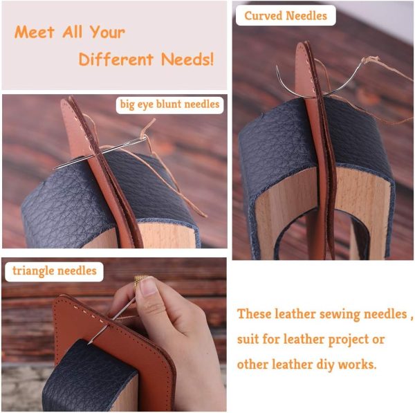 LUNARM Leather Sewing Pony - Table Desktop Pony Horse Clamp with Big Eyes Sewing Needles Instruction Nail Files Replaceable Leather Patch for DIY Leather Hand Stitching - Image 5