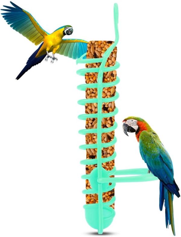 Parrots Feeder,Parrots Feeder Basket Plastic Food Fruit Feeding Perch Stand Holder for Pet Bird Supplies(Green) - Image 3