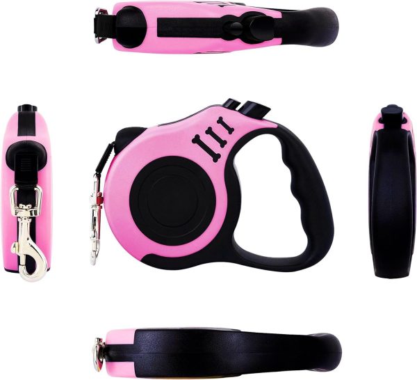 PETIMP Retractable Dog Leash Lightweight 16FT Leash, with Folding Bowl,Dispenser,Waste Bags, for Small Medium Dogs(Pink) - Image 2