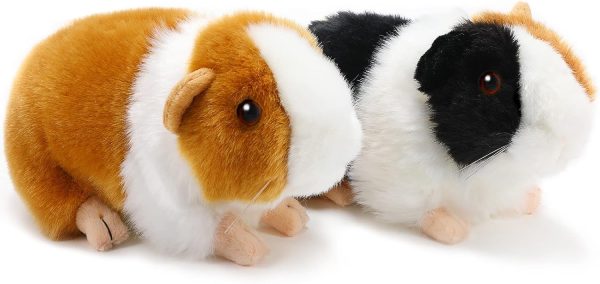 Aoriher 2 Pcs Cute Guinea Pig Stuffed Animal 8 Inch Soft Guinea Pig Plush Toys Nice Gift for Boys Girls Christmas Birthday Themed Party Supplies(Black, Yellow)