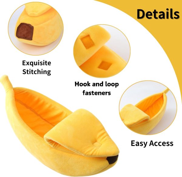 Small Animal Bed Warm Cozy Banana Cave Hideout Sleep Nest House Habitat for Hedgehog Hamster Rat Chinchilla Guinea Pig Ferret Chinchilla Cage Accessories Pet Supplies (Small, Yellow) - Image 4