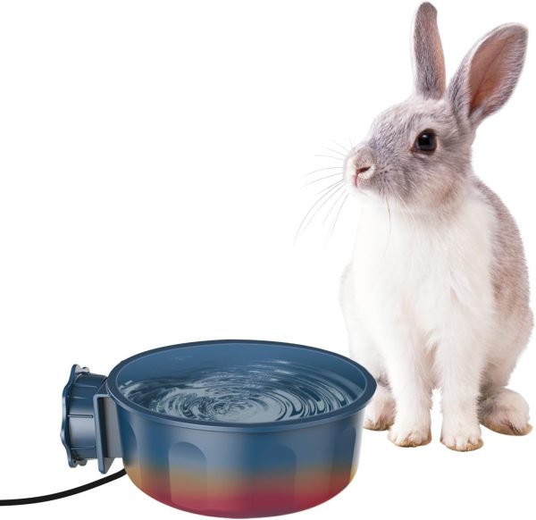 NAMSAN Indoor-Use Heated Water Bowl for Rabbits Cats, Dog Crate Water Bowl, 20 fl oz(600 ML), Heated Hanging Pet Kennel Cage Bowl Food & Water Feeder, Removable Small Animal Heated Bowl - Image 2