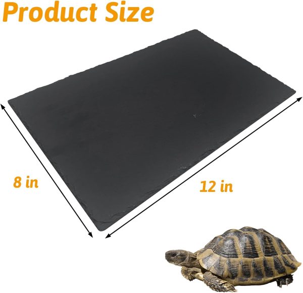 Tfwadmx 2Pcs Reptile Basking Platform Large Tortoise Feeding Bathing Area Turtle Original Rock Plate Grinding Nails Resting Terrace Habitat Decor for Amphibian Reptile Bearded Dragon Chameleon Snake - Image 3