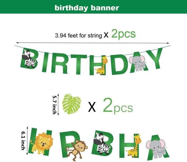 Yancan Safari Birthday Decorations Jungle Theme Party Supplies Included Birthday Banner Hat Sash Animal Balloons for Kids Boys Birthday Decor - Image 3