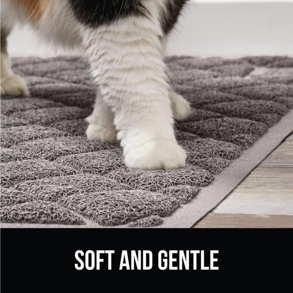 Gorilla Grip The Original Water Resistant Cat Litter Box Trapping Mat 35x23, Easy Clean, Textured Backing, Traps Mess for Cleaner Floors, Less Waste, Stays in Place for Cats, Soft on Paws, Gray - Image 8