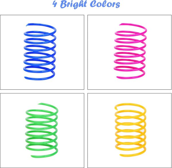 ISMARTEN 100 Pack Pet Wide Colorful Springs Cat Toys Plastic Coil Spiral Springs for Cat Kitten Pets (Random Color) - Image 2