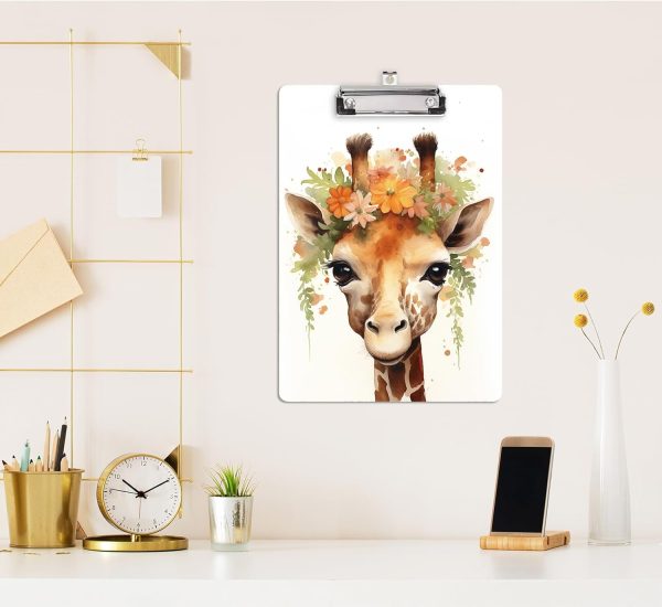 Hongri Cardboard 8.5 x 11 Clipboard, Fashion Design Letter Size Wooden Clipboards, Cute Animals Pattern, A4 Standard Clip Board Size 9" x 12.5", Office & School Supply, Back to School, Giraffes - Image 4