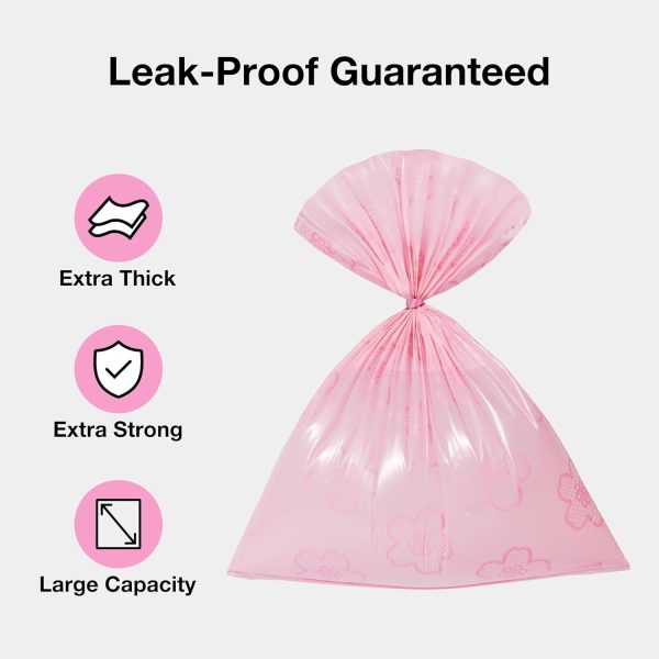 VETRESKA Dog Poop Bag Dispenser with Cherry Blossom Scented Poop Bags, Leak Proof and Extra Thick Pet Waste Bags, 1 Poop Bag Holder and 105 Bags for Dog Walking and Cats Litter, Pink - Image 4