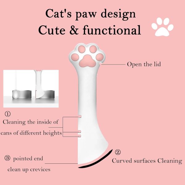 3 Pcs Pet Food Can Lids & One Can Spoon | Cute Paw Shape Opener Spatula Cat Wet Food Spoon | Universal BPA Free Silicone Can Spoon & Covers for Dog Cat Cans(Pink) - Image 2