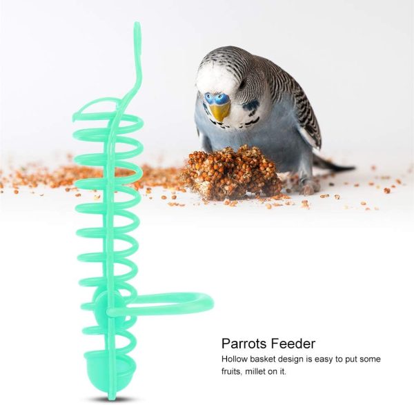 Parrots Feeder,Parrots Feeder Basket Plastic Food Fruit Feeding Perch Stand Holder for Pet Bird Supplies(Green) - Image 2