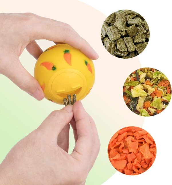 Niteangel Treat Ball, Snack Ballfor Guinea Pigs, Rabbits, Hedgehogs and Other Small Pets (Small, Yellow) - Image 4