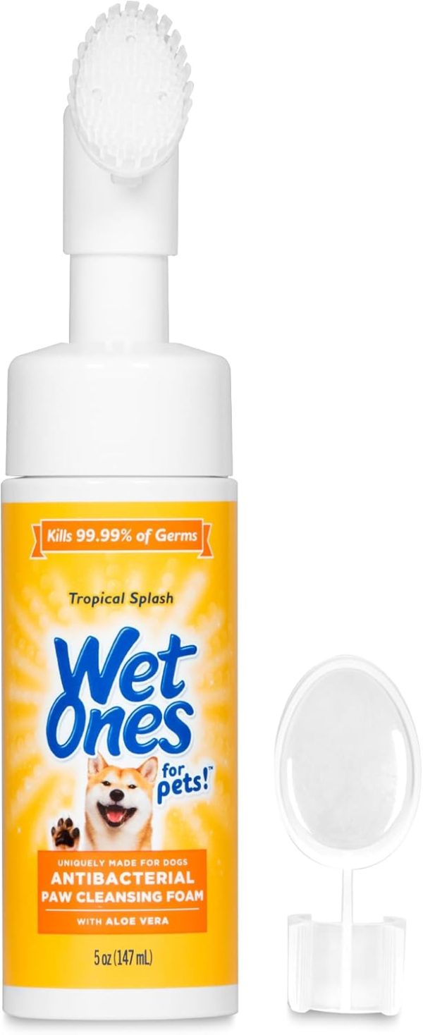 Wet Ones for Pets Antibacterial Dog Paw Cleaner with Built-in Scrubber Brush - Foaming Cleanser for Dog Paws - Paw Washer & Grooming Care - Dog Cleaning Supplies - Tropical Splash Scent 5 oz - Image 2