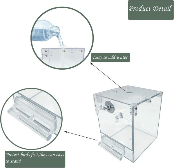 PINVNBY Bird Bath Box,Parrot No-Leakage Bathtub for Cage Hanging Tube Shower Box Cage Accessory with Water Injector and Balls Toys for Small Pet Birds Canary Lovebirds Budgies(6 Pcs) - Image 4