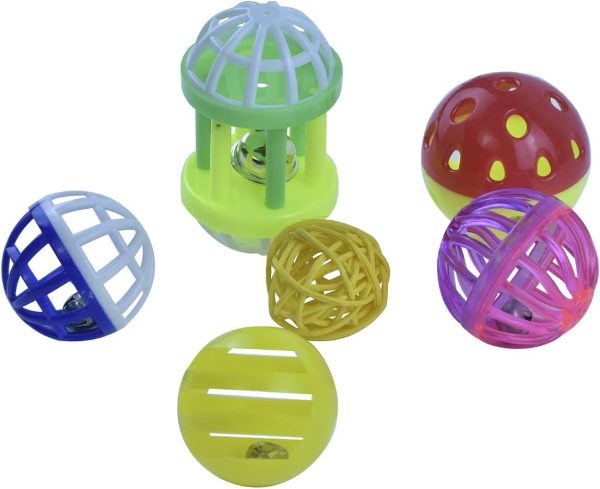 6pcs Foraging Ball Bird Toys Conures Feeder Toys Parakeets Foot Talon Toy Cockatiel Chewing Training Rattle Bell Balls Parrot Cage Toys for Budgie Lovebirds Playgym Birdcage - Image 3