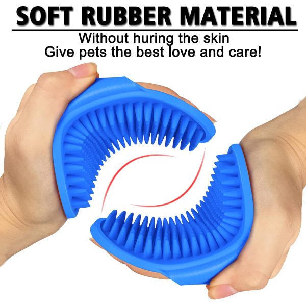 2 Pcs Dog Grooming Brush, Pet Shampoo Brush Dog Bath Grooming Shedding Brush Soothing Massage Rubber Comb with Adjustable Strap for Short Long Haired Dogs and Cats - Image 3