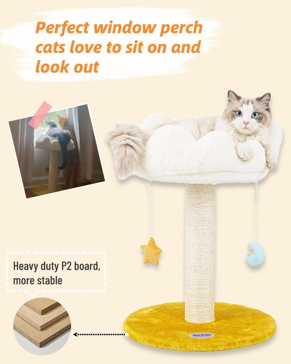 Happi N Pets Cloud Cat Scratching Post with Bed, Cat Tree Tower for Indoor Cats, Natural Sisal Cat Scratcher with Soft Perch for Kitten & Adult Cats, Small Cat Tower with Toys, Cat Activity Tree - Image 5