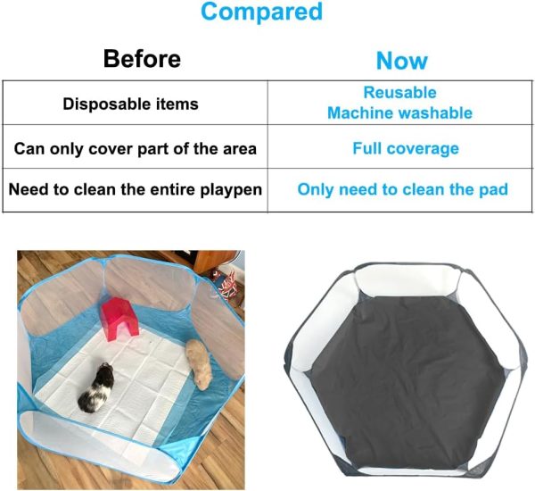 Amakunft Waterproof Pads for Small Animal Playpen, Reusable Liners, Waterproof Bottom on Both Sides Fit with Pet Tent (42.5in x 41in) Bedding for Guinea Pig, Rabbit, Hamster, Chinchilla and Hedgehog - Image 5