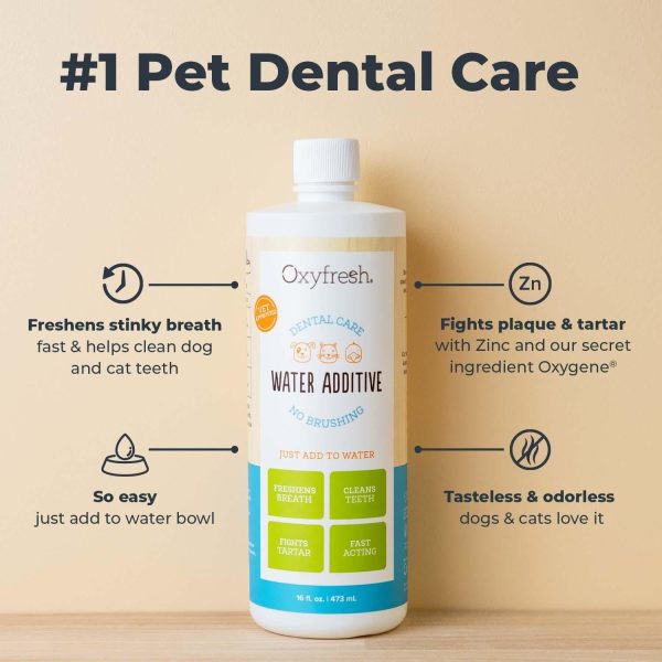 Oxyfresh Premium Pet Dental Care Solution Pet Water Additive: Best Way to Eliminate Bad Dog Breath and Cat Bad Breath - Fights Tartar & Plaque - So Easy, Just Add to Water! Vet Recommended 16 oz. - Image 2