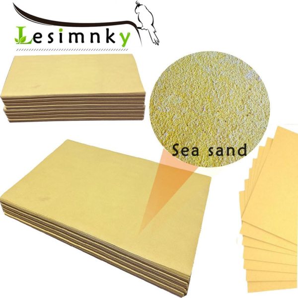 Bird Cage Liner 50-Pack 17” x 11” Gravel Paper Cuttable Pet Sandpaper Special for Bird Cage in Sea Sand, Easy Clean Pet Sandpaper Calcium Paper for Birdcage Parrots Cockatiels (50) - Image 7