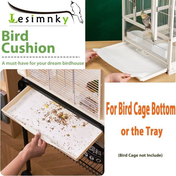 120 Pieces Bird Cage Liners-11'' X 17''Disposable Non-Woven Bird Cage Paper Liners Precut Absorbent Fecal Tray Cages Cushion Pad Mat Cuttable Pet Animal Cages Cushion for Parrot (White) - Image 4