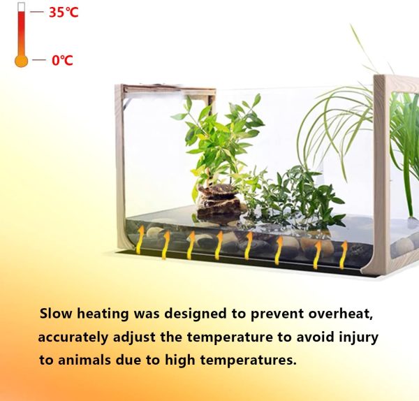 Reptile Heating Mat, 2PCS Reptile Heating Pad with Temperature Adjustment for Reptiles Tortoise Snakes Lizard Gecko Hermit Crab Amphibians - Removable Terrarium Heat Mats(14W, 11x11 inches) - Image 6