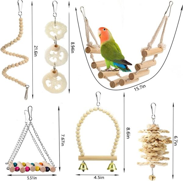 Parrot Toys Swing Hanging,18 Pieces Bird Cage Accessories Toy Perch Ladder Chewing Hammock for Parakeets,Cockatiels,Lovebirds,Conures,Budgie,Macaws,Lovebirds,Finches and Other Small Pets - Image 6