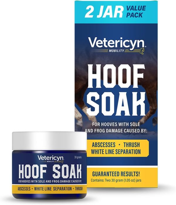 Vetericyn Hoof Soak for Hooves with Sole and Frog Damage Caused by Abscesses, White Line Separation, and Thrush. 30 Grams, 2 Pack (2 Pack)