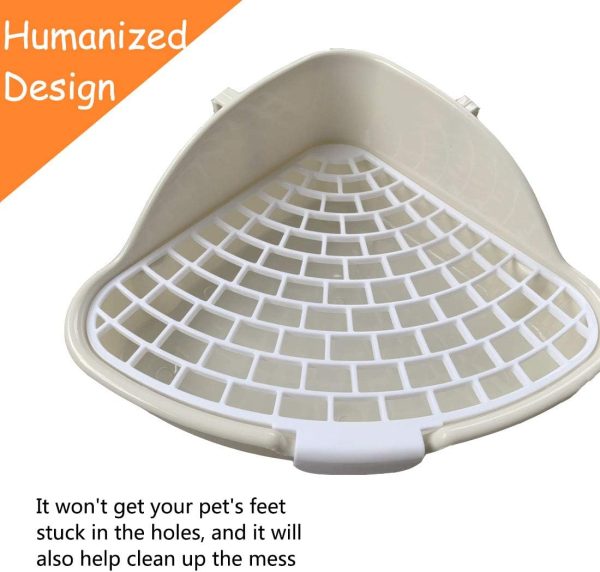 Hamiledyi Triangle Potty Trainer Corner Bunny Toilet Plastic Pet Pan Guinea Pig Litter Bedding Box for Baby Rabbit Guinea Pig Hamster Chinchillas Ferret Small Animals(White) - Image 5