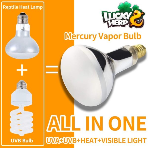 LUCKY HERP 80 Watt UVA+UVB Vapor Heat Lamp Bulb, High Intensity Self-Ballasted Heat Basking Lamp/Bulb/Light for Reptile and Amphibian, Sun Lamp for Bearded Dragon Lizard Turtle - Image 2